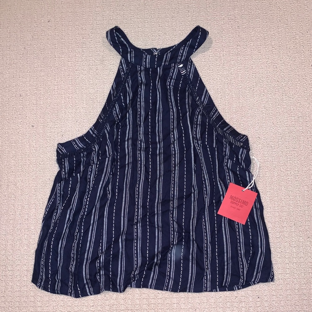 Navy and White Striped Blouse